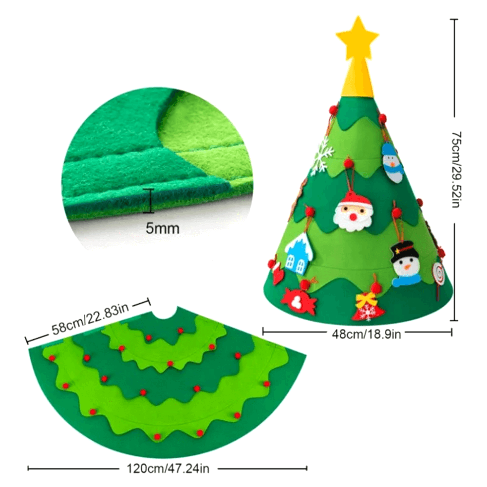 Nuevo Árbol de Navidad de fieltro Montessori 3D DIY