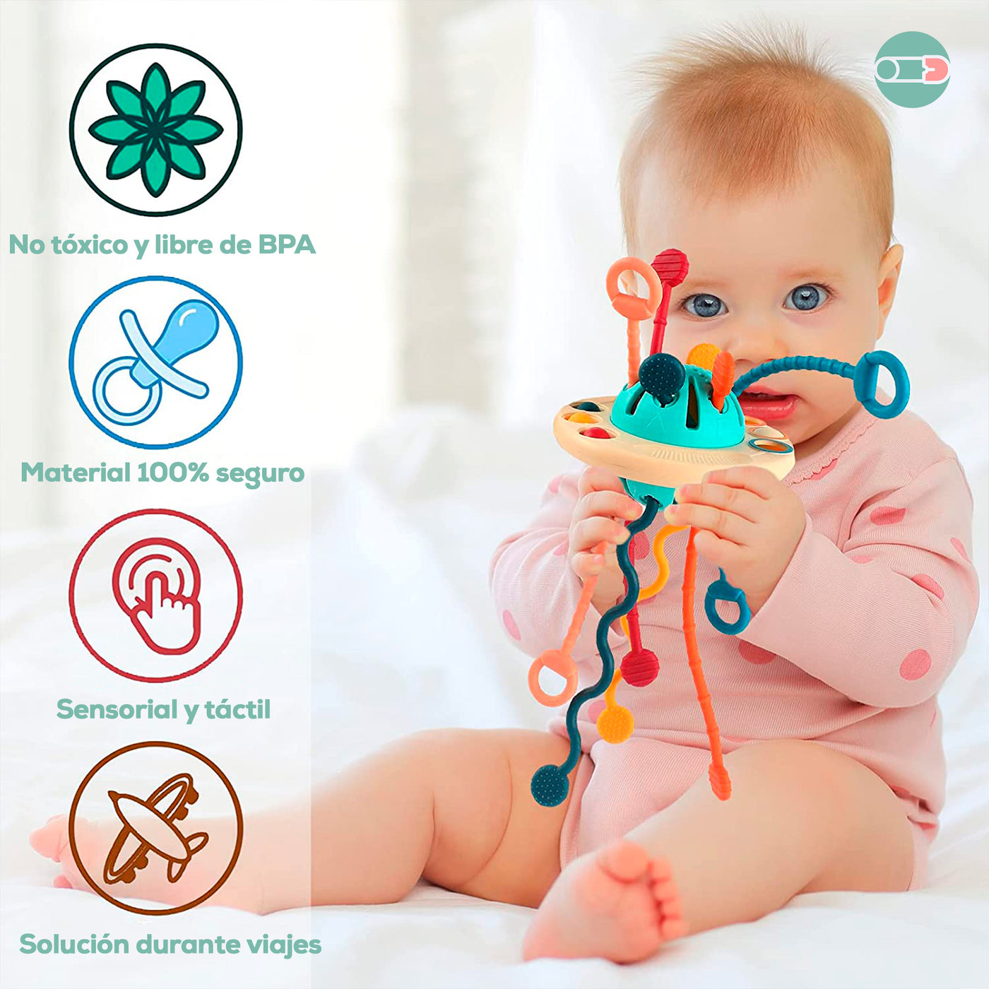 Juguetes Montessori para niños de 1 año, juguetes sensoriales de viaje para  bebés de 1 a 3 años, cuerda de silicona de grado ovni, juguetes educativos